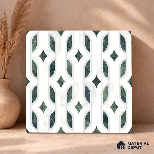 Moroccan Carving Wall & Floor Tile TL 11671 Verdant Lattice 1 ft x 1 ft Ceramic Carving Matte Finish Tile - 10 mm | Suitable For Bathroom, Dining Area, Kitchen