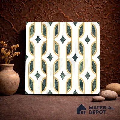 Moroccan Carving Wall & Floor Tile TL 11671 B Verdant Deco 1 ft x 1 ft Ceramic Carving Matte Finish Tile - 10 mm | Suitable For Bathroom, Dining Area, Kitchen