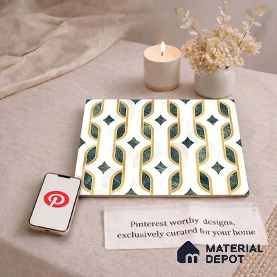 Moroccan Carving Wall & Floor Tile TL 11671 B Verdant Deco 1 ft x 1 ft Ceramic Carving Matte Finish Tile - 10 mm | Suitable For Bathroom, Dining Area, Kitchen