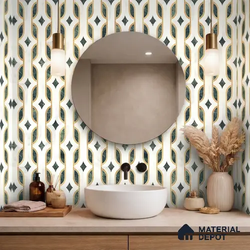 Moroccan Carving Wall & Floor Tile TL 11671 B Verdant Deco 1 ft x 1 ft Ceramic Carving Matte Finish Tile - 10 mm | Suitable For Bathroom, Dining Area & Kitchen Backsplash