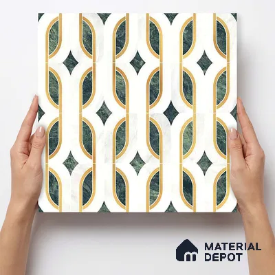 Moroccan Carving Wall & Floor Tile TL 11671 B Verdant Deco 1 ft x 1 ft Ceramic Carving Matte Finish Tile - 10 mm | Suitable For Bathroom, Dining Area, Kitchen
