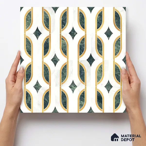 Moroccan Carving Wall & Floor Tile TL 11671 B Verdant Deco 1 ft x 1 ft Ceramic Carving Matte Finish Tile - 10 mm | Suitable For Bathroom, Dining Area, Kitchen