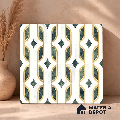 Moroccan Carving Wall & Floor Tile TL 11671 B Verdant Deco 1 ft x 1 ft Ceramic Carving Matte Finish Tile - 10 mm | Suitable For Bathroom, Dining Area, Kitchen
