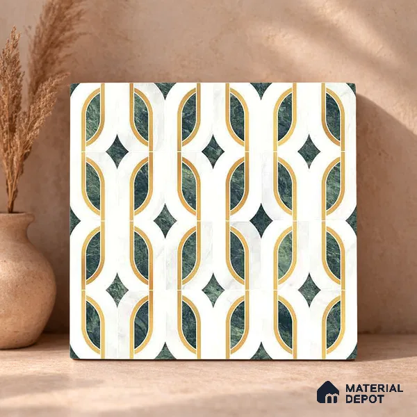 Moroccan Carving Wall & Floor Tile TL 11671 B Verdant Deco 1 ft x 1 ft Ceramic Carving Matte Finish Tile - 10 mm | Suitable For Bathroom, Dining Area, Kitchen