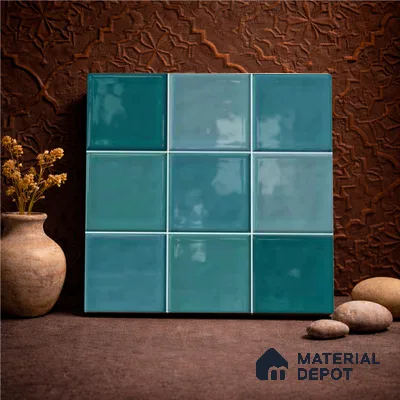 Faux Subway Wall Tile TL 11318 Azure Tides 1 ft x 1 ft Ceramic Glossy Finish Tile - 10 mm | Suitable For Bathroom, Dining Area, Kitchen Backsplash