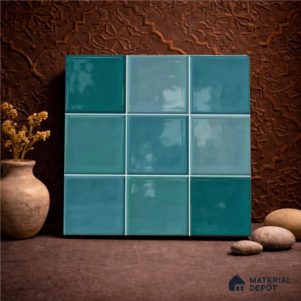 Faux Subway Wall Tile TL 11318 Azure Tides 1 ft x 1 ft Ceramic Glossy Finish Tile - 10 mm | Suitable For Bathroom, Dining Area, Kitchen Backsplash