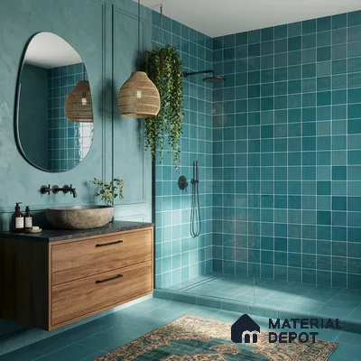 Faux Subway Wall Tile TL 11318 Azure Tides 1 ft x 1 ft Ceramic Glossy Finish Tile - 10 mm | Suitable For Bathroom, Dining Area, Kitchen Backsplash