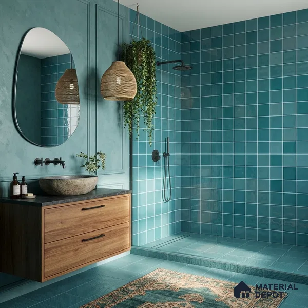 Faux Subway Wall Tile TL 11318 Azure Tides 1 ft x 1 ft Ceramic Glossy Finish Tile - 10 mm | Suitable For Bathroom, Dining Area, Kitchen Backsplash