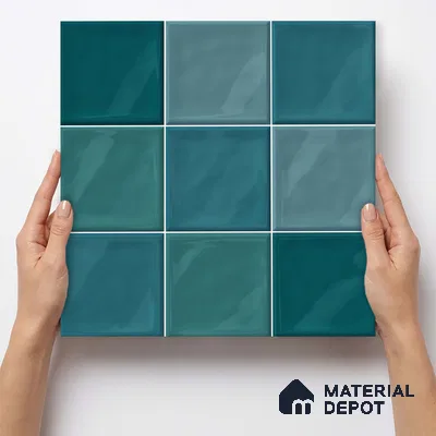 Faux Subway Wall Tile TL 11318 Azure Tides 1 ft x 1 ft Ceramic Glossy Finish Tile - 10 mm | Suitable For Bathroom, Dining Area, Kitchen Backsplash
