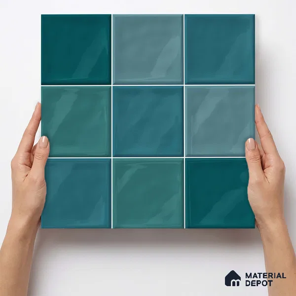 Faux Subway Wall Tile TL 11318 Azure Tides 1 ft x 1 ft Ceramic Glossy Finish Tile - 10 mm | Suitable For Bathroom, Dining Area, Kitchen Backsplash