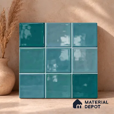 Faux Subway Wall Tile TL 11318 Azure Tides 1 ft x 1 ft Ceramic Glossy Finish Tile - 10 mm | Suitable For Bathroom, Dining Area, Kitchen Backsplash