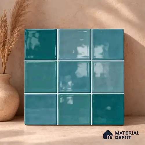 Faux Subway Wall Tile TL 11318 Azure Tides 1 ft x 1 ft Ceramic Glossy Finish Tile - 10 mm | Suitable For Bathroom, Balcony & Kitchen Backsplash