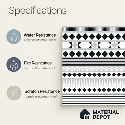 Moroccan Wall & Floor Carpet Border Tile TL 11143 Monochrome Rhythm 1 ft x 1 ft Ceramic Matte Finish Tile - 10 mm | Suitable For Living Room, Kitchen, Dining Area (Sample)