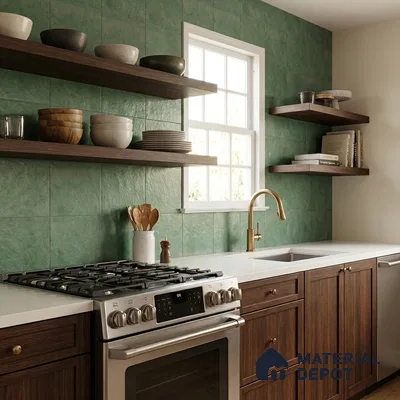 Plain Wall & Floor Dark Tile TL 11187 Sage Stone 1 ft x 1 ft Ceramic Matte Finish Tile - 10 mm | Suitable For Bathroom, Balcony & Kitchen Backsplash