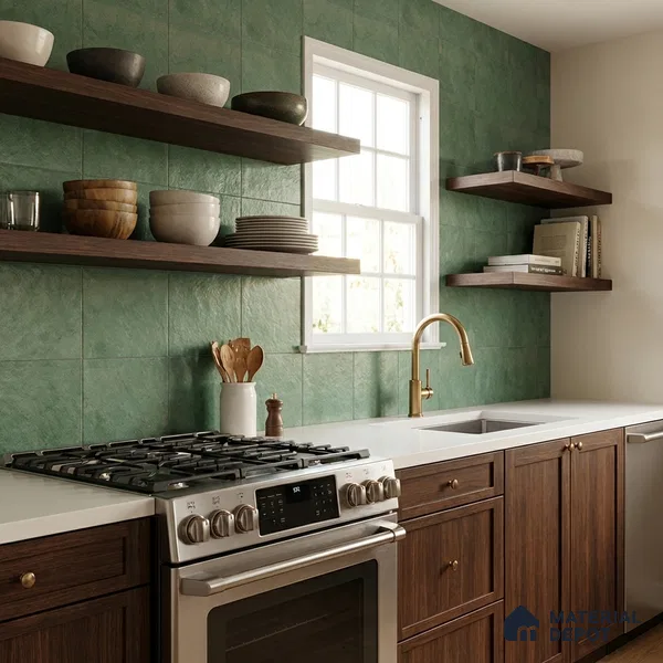 Plain Wall & Floor Dark Tile TL 11187 Sage Stone 1 ft x 1 ft Ceramic Matte Finish Tile - 10 mm | Suitable For Bathroom, Balcony & Kitchen Backsplash