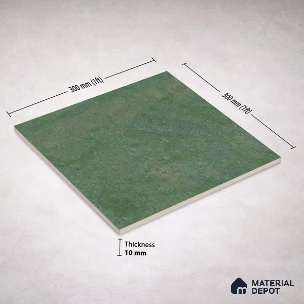 Plain Wall & Floor Dark Tile TL 11187 Sage Stone 1 ft x 1 ft Ceramic Matte Finish Tile - 10 mm | Suitable For Bathroom, Balcony & Kitchen Backsplash