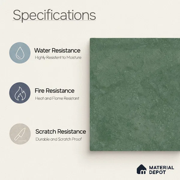 Plain Wall & Floor Dark Tile TL 11187 Sage Stone 1 ft x 1 ft Ceramic Matte Finish Tile - 10 mm | Suitable For Bathroom, Balcony & Kitchen Backsplash