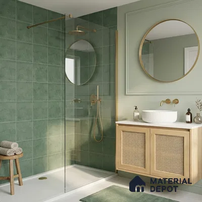 Plain Wall & Floor Dark Tile TL 11187 Sage Stone 1 ft x 1 ft Ceramic Matte Finish Tile - 10 mm | Suitable For Bathroom, Balcony & Kitchen Backsplash