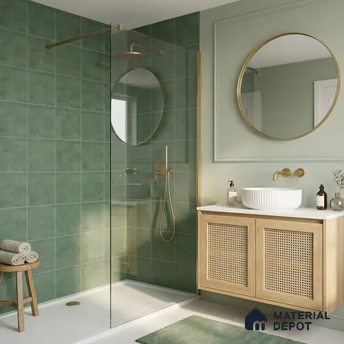 Plain Wall & Floor Dark Tile TL 11187 Sage Stone 1 ft x 1 ft Ceramic Matte Finish Tile - 10 mm | Suitable For Bathroom, Balcony & Kitchen Backsplash