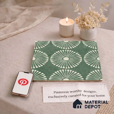 Moroccan Wall & Floor Highlighter 1 Tile TL 11188 Verdant Bloom 1 ft x 1 ft Ceramic Matte Finish Tile - 10 mm | Suitable For Kitchen, Bathroom, Balcony