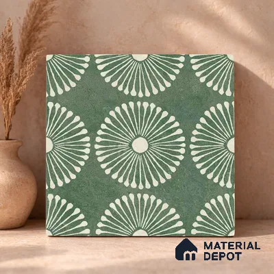 Moroccan Wall & Floor Highlighter 1 Tile TL 11188 Verdant Bloom 1 ft x 1 ft Ceramic Matte Finish Tile - 10 mm | Suitable For Kitchen, Bathroom, Balcony