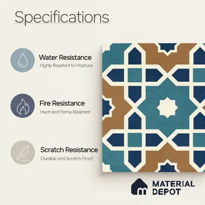 Moroccan Wall & Floor Tile TL 11103 Mosaic Azure 1 ft x 1 ft Ceramic Matte Finish Tile - 10 mm | Suitable For Kitchen, Bathroom, Balcony