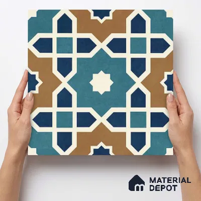 Moroccan Wall & Floor Tile TL 11103 Mosaic Azure 1 ft x 1 ft Ceramic Matte Finish Tile - 10 mm | Suitable For Kitchen, Bathroom, Balcony