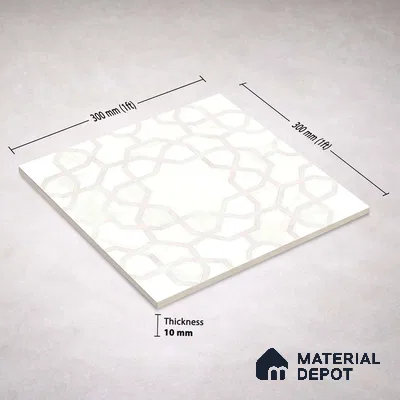 Moroccan Carving Wall & Floor Tile TL 11673 Ivory Arabesque 1 ft x 1 ft Ceramic Carving Matte Finish Tile - 10 mm | Suitable For Bathroom, Dining Area, Kitchen