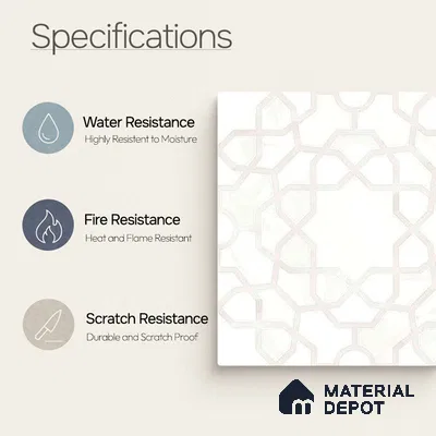 Moroccan Carving Wall & Floor Tile TL 11673 Ivory Arabesque 1 ft x 1 ft Ceramic Carving Matte Finish Tile - 10 mm | Suitable For Bathroom, Dining Area, Kitchen