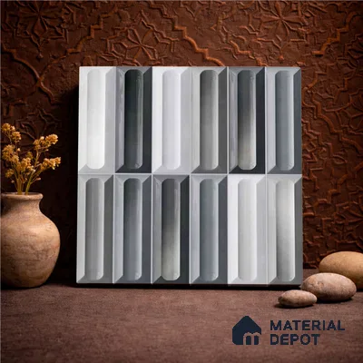 Faux Subway Wall Tile TL 11296 Graphite Capsule 1 ft x 1 ft Ceramic Glossy Finish Tile - 10 mm | Suitable For Bathroom, Dining Area, Kitchen Backsplash