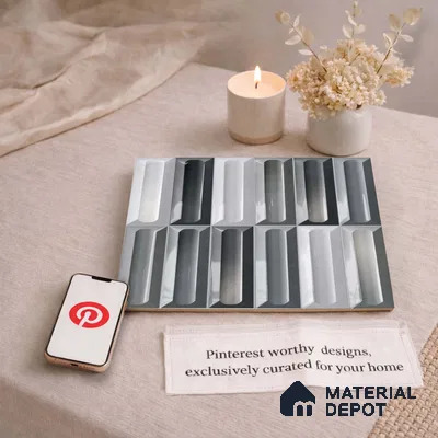 Faux Subway Wall Tile TL 11296 Graphite Capsule 1 ft x 1 ft Ceramic Glossy Finish Tile - 10 mm | Suitable For Bathroom, Dining Area, Kitchen Backsplash
