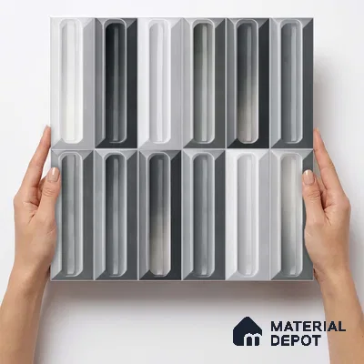 Faux Subway Wall Tile TL 11296 Graphite Capsule 1 ft x 1 ft Ceramic Glossy Finish Tile - 10 mm | Suitable For Bathroom, Dining Area, Kitchen Backsplash