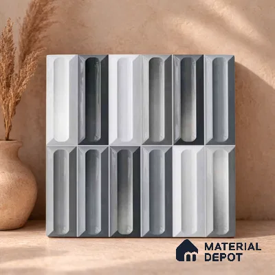 Faux Subway Wall Tile TL 11296 Graphite Capsule 1 ft x 1 ft Ceramic Glossy Finish Tile - 10 mm | Suitable For Bathroom, Dining Area, Kitchen Backsplash