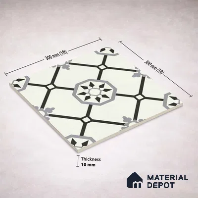 Moroccan Wall & Floor Tile TL 11120 Octave Lattice 1 ft x 1 ft Ceramic Matte Finish Tile - 10 mm | Suitable For Kitchen, Bathroom, Balcony