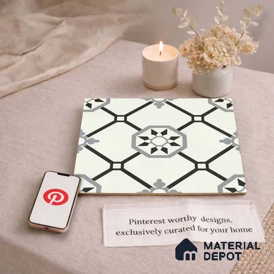Moroccan Wall & Floor Tile TL 11120 Octave Lattice 1 ft x 1 ft Ceramic Matte Finish Tile - 10 mm | Suitable For Kitchen, Bathroom, Balcony