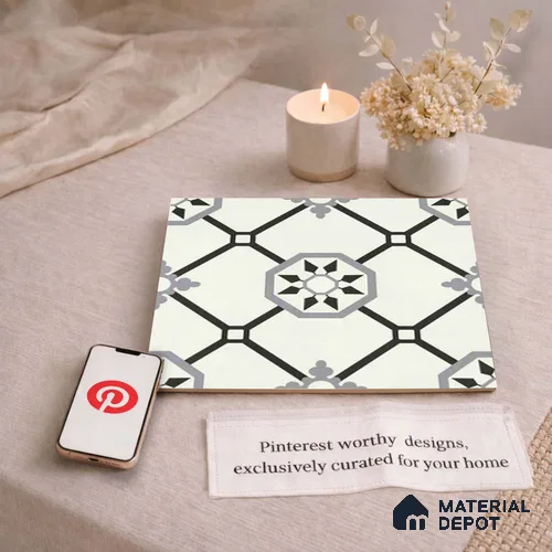 Moroccan Wall & Floor Tile TL 11120 Octave Lattice 1 ft x 1 ft Ceramic Matte Finish Tile - 10 mm | Suitable For Bathroom, Balcony & Kitchen Backsplash