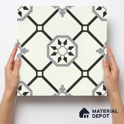 Moroccan Wall & Floor Tile TL 11120 Octave Lattice 1 ft x 1 ft Ceramic Matte Finish Tile - 10 mm | Suitable For Kitchen, Bathroom, Balcony