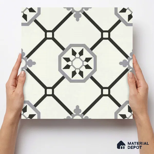 Moroccan Wall & Floor Tile TL 11120 Octave Lattice 1 ft x 1 ft Ceramic Matte Finish Tile - 10 mm | Suitable For Kitchen, Bathroom, Balcony