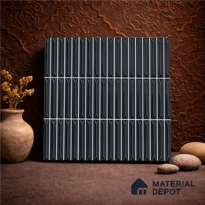 Faux Kitkat Subway Wall Tile TL 11310 Noir Pinnacle 1 ft x 1 ft Ceramic Glossy Finish Tile - 10 mm | Suitable For Bathroom, Balcony & Kitchen Backsplash (Sample)