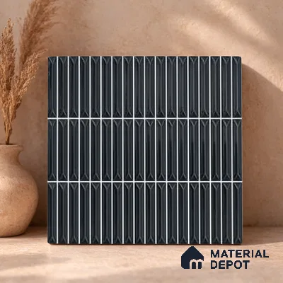 Faux Kitkat Subway Wall Tile TL 11310 Noir Pinnacle 1 ft x 1 ft Ceramic Glossy Finish Tile - 10 mm | Suitable For Bathroom, Balcony & Kitchen Backsplash (Sample)