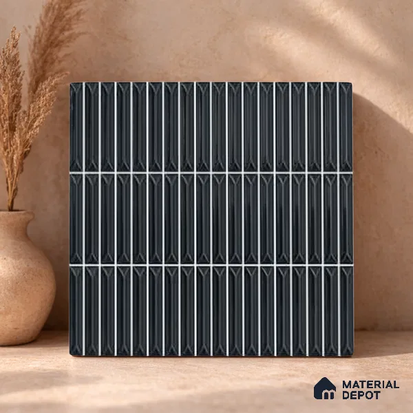 Faux Kitkat Subway Wall Tile TL 11310 Noir Pinnacle 1 ft x 1 ft Ceramic Glossy Finish Tile - 10 mm | Suitable For Bathroom, Balcony & Kitchen Backsplash (Sample)