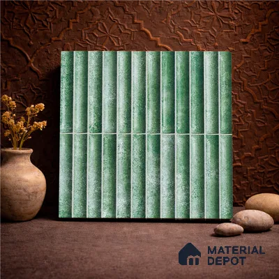 Faux Subway Wall Tile TL 11288 Verdant Pillar 1 ft x 1 ft Ceramic Glossy Finish Tile - 10 mm | Suitable For Bathroom, Dining Area, Kitchen Backsplash