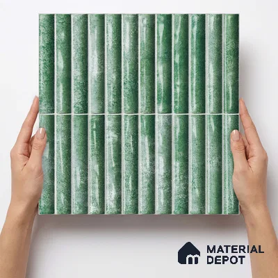 Faux Subway Wall Tile TL 11288 Verdant Pillar 1 ft x 1 ft Ceramic Glossy Finish Tile - 10 mm | Suitable For Bathroom, Dining Area, Kitchen Backsplash