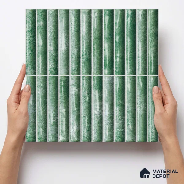 Faux Subway Wall Tile TL 11288 Verdant Pillar 1 ft x 1 ft Ceramic Glossy Finish Tile - 10 mm | Suitable For Bathroom, Dining Area, Kitchen Backsplash