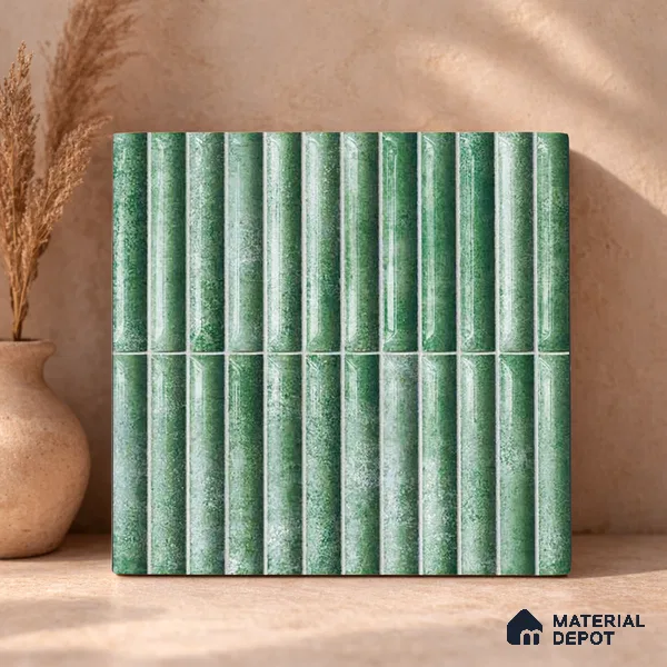 Faux Subway Wall Tile TL 11288 Verdant Pillar 1 ft x 1 ft Ceramic Glossy Finish Tile - 10 mm | Suitable For Bathroom, Dining Area, Kitchen Backsplash