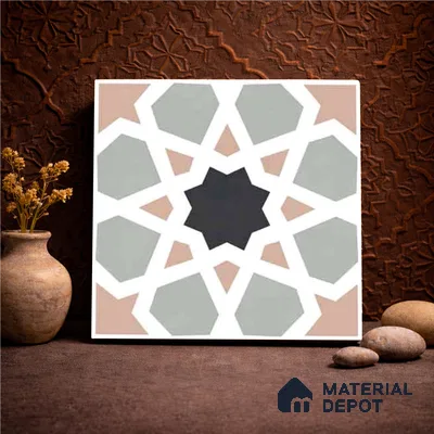 Moroccan Wall & Floor Carpet Center Tile TL 11164 Mosaic Starfall 1 ft x 1 ft Ceramic Matte Finish Tile - 10 mm | Suitable For Kitchen, Bathroom, Balcony