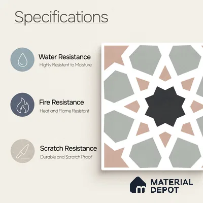 Moroccan Wall & Floor Carpet Center Tile TL 11164 Mosaic Starfall 1 ft x 1 ft Ceramic Matte Finish Tile - 10 mm | Suitable For Kitchen, Bathroom, Balcony