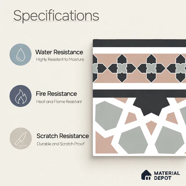Moroccan Wall & Floor Carpet Border Tile TL 11165 Mosaic Tapestry 1 ft x 1 ft Ceramic Matte Finish Tile - 10 mm | Suitable For Kitchen, Bathroom, Balcony