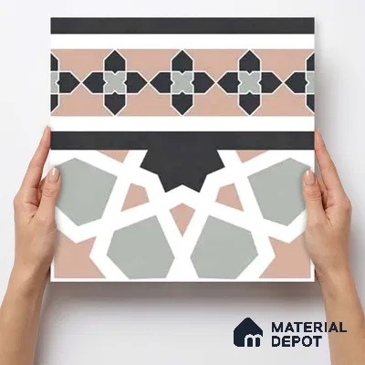 Moroccan Wall & Floor Carpet Border Tile TL 11165 Mosaic Tapestry 1 ft x 1 ft Ceramic Matte Finish Tile - 10 mm | Suitable For Kitchen, Bathroom, Balcony