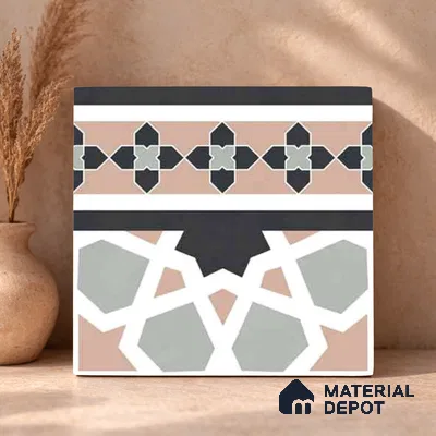 Moroccan Wall & Floor Carpet Border Tile TL 11165 Mosaic Tapestry 1 ft x 1 ft Ceramic Matte Finish Tile - 10 mm | Suitable For Kitchen, Bathroom, Balcony